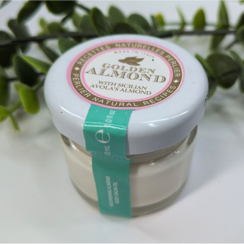 VNTG SEALED NEW GLASS MINI JAR🌿Perlier Golden Almond Body Balm Oil Italy 1.0oz